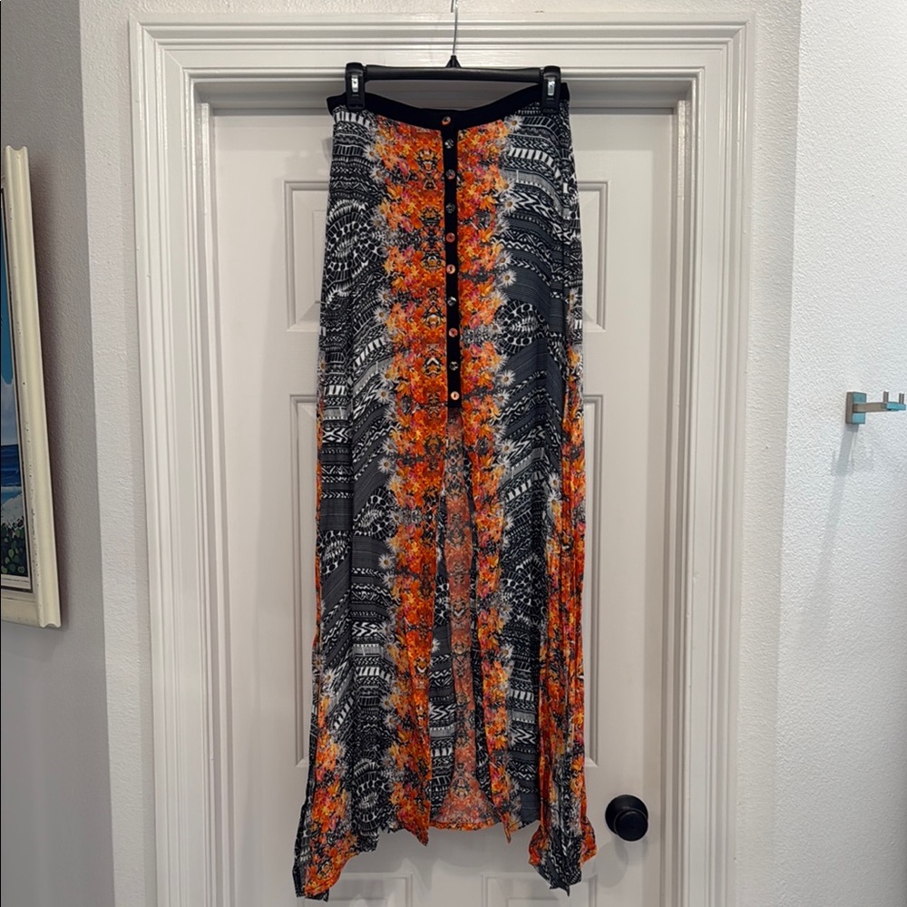 MINKPINK Orange and Black Maxi Skirt